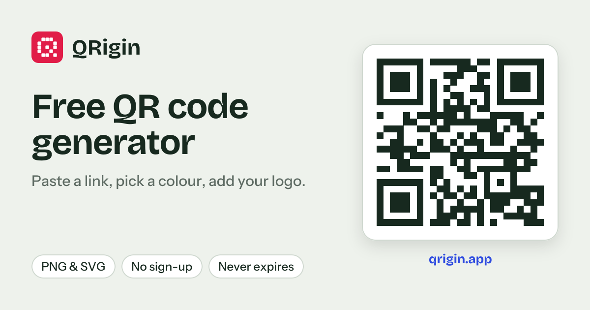QRigin - a free QR code generator where the codes don't expire